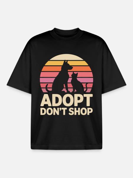 Adopt Don't Shop: Tierliebe Statement - Boxy Heavyweight Unisex Organic T-Shirt von Stanley/Stella - Schwarz
