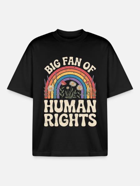Big fan of human rights - Boxy Heavyweight Unisex Organic T-Shirt by Stanley/Stella - black
