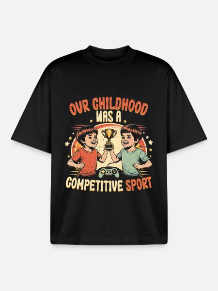 Sibling Brother Sister Competitive Sport - Boxy Heavyweight Unisex Organic T-Shirt by Stanley/Stella - black