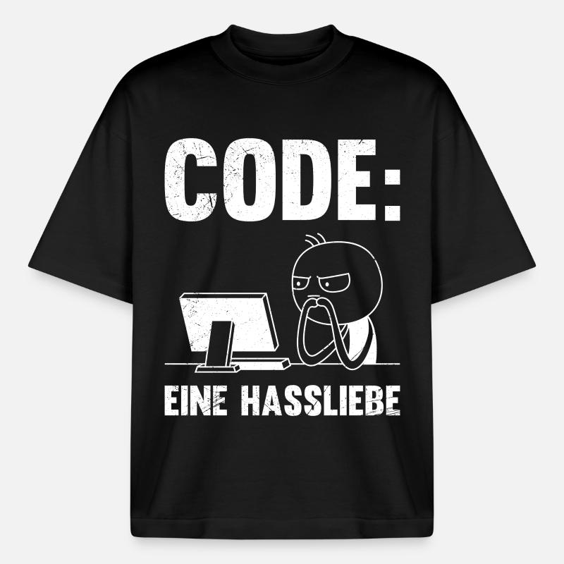 Coder CODE EINE HASSLIEBE LUSTIG - Boxy Heavyweight Unisex Organic T-Shirt von Stanley/Stella - Schwarz