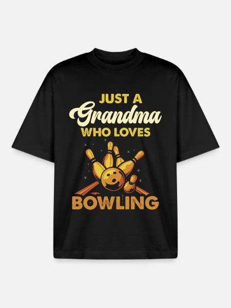Bowling Oma Liebt Bowling - Boxy Heavyweight Unisex Organic T-Shirt von Stanley/Stella - Schwarz