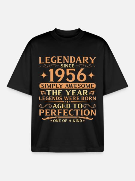 70th Birthday Vintage of Legends 1956 - Boxy Heavyweight Unisex Organic T-Shirt by Stanley/Stella - black