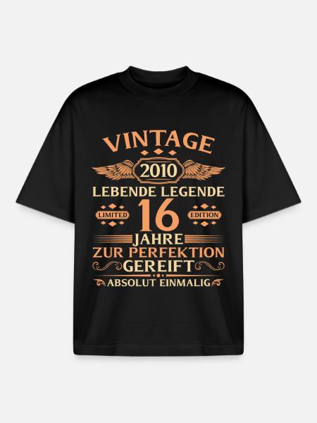 16e anniversaire Année 2010 - T-shirt unisexe boxy épais biologique Stanley/Stella - noir