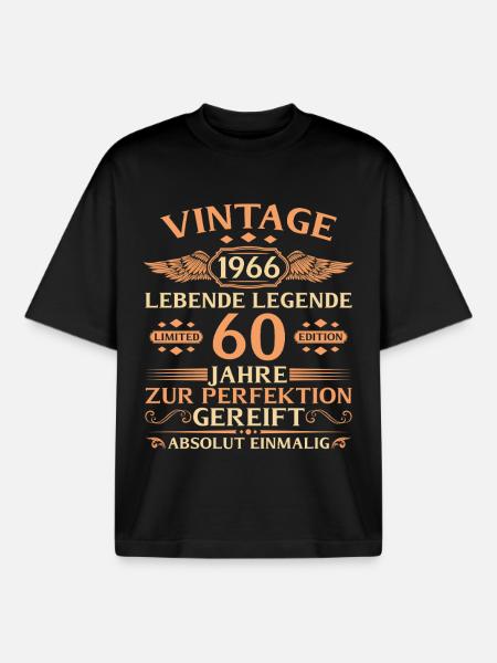 60e anniversaire Année 1966 - T-shirt unisexe boxy épais biologique Stanley/Stella - noir