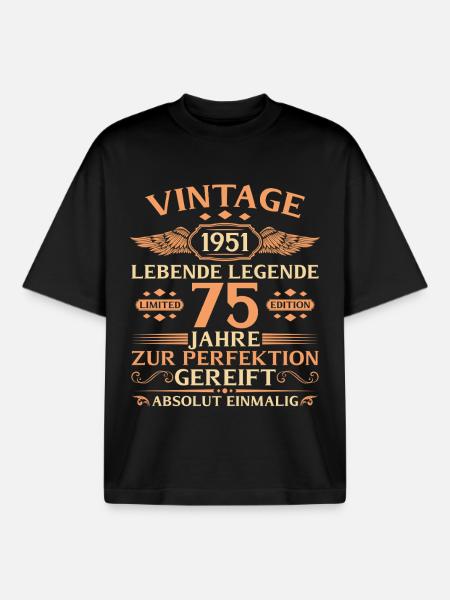 75e anniversaire Année 1951 - T-shirt unisexe boxy épais biologique Stanley/Stella - noir