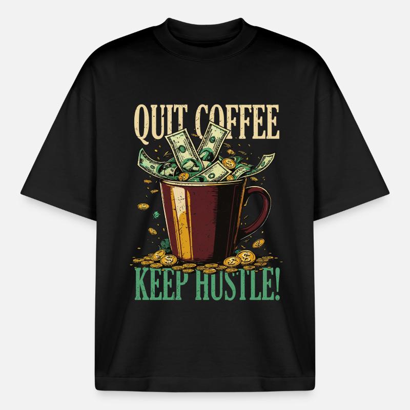 Coffee withdrawal decaffeinated ex-coffee drinker - Boxy Heavyweight Unisex Organic T-Shirt by Stanley/Stella - black
