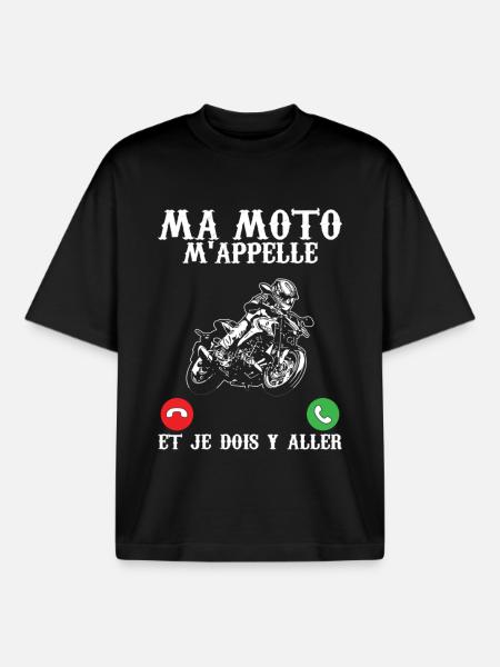 Funny biker my motorcycle is calling me and I have to go - Boxy Heavyweight Unisex Organic T-Shirt by Stanley/Stella - black