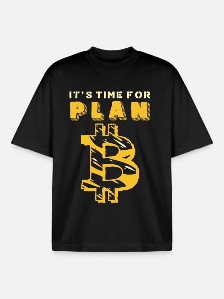 PlanB Crypto Humor Graphic - Boxy Heavyweight Unisex Organic T-Shirt by Stanley/Stella - black