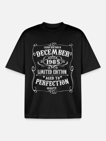 Legends-were-born-in-December-1985 - Boxy Heavyweight Unisex Organic T-Shirt by Stanley/Stella - black