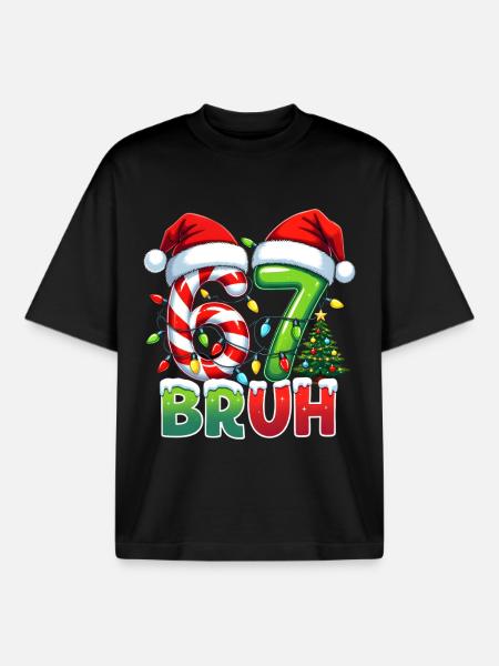 Bruh 67 slikstokke juledesign - Stanley/Stella unisex boxy heavyweight T-shirt økologisk - sort