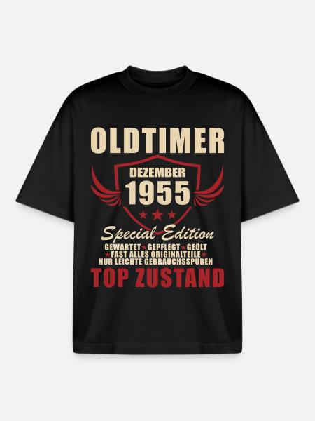 Oldtimer Édition spéciale décembre 1955 - T-shirt unisexe boxy épais biologique Stanley/Stella - noir