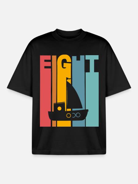 8 years children's birthday ship - Boxy Heavyweight Unisex Organic T-Shirt by Stanley/Stella - black