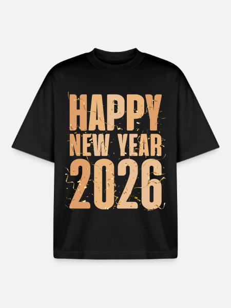 Bonne année 2026 - T-shirt unisexe boxy épais biologique Stanley/Stella - noir