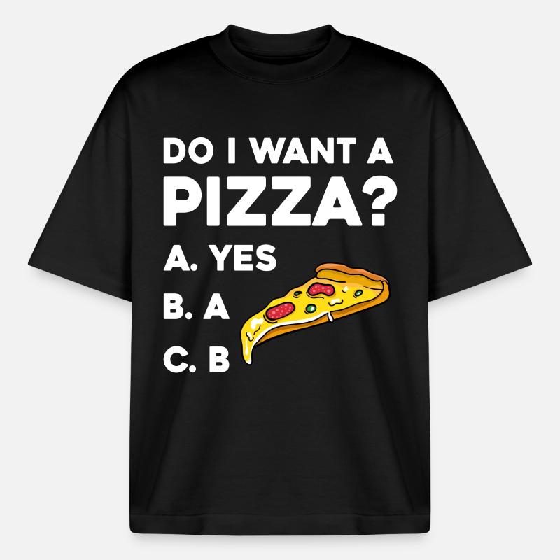 Pizza Frage: Ja oder Nein - T-shirt unisexe boxy épais biologique Stanley/Stella - noir