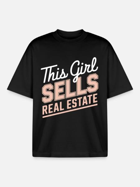This Girl Sells Real Estate - Boxy Heavyweight Unisex Organic T-Shirt by Stanley/Stella - black