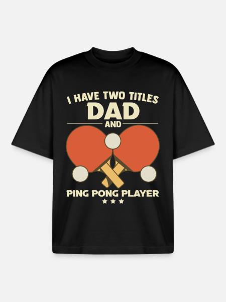 Papa Ping-Pong Tennis De Table Fête Des Pères  - T-shirt unisexe boxy épais biologique Stanley/Stella - noir