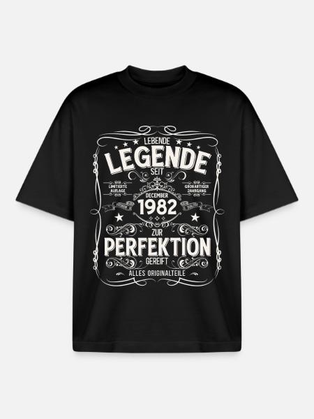 43e anniversaire Millésime décembre 1982 - T-shirt unisexe boxy épais biologique Stanley/Stella - noir