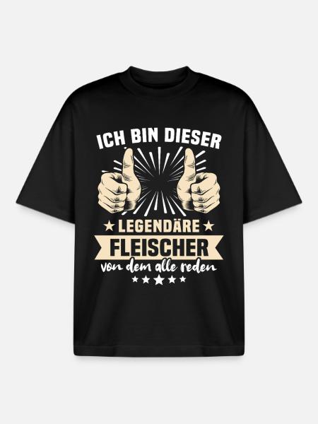 Fleischer Sprüche - Boxy Heavyweight Unisex Organic T-Shirt by Stanley/Stella - black
