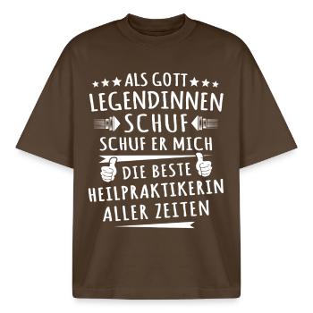 Best Naturopath - Boxy Heavyweight Unisex Organic T-Shirt by Stanley/Stella - mocha - Front - AI Model Male 185 light (185cm) & AI Model Female 172 dark (172cm)