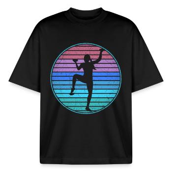 Escaladeur de bloc Femmes rétro Femmes Montagnes - T-shirt unisexe boxy épais biologique Stanley/Stella - noir - Devant - AI Model Male 185 light (185cm) & AI Model Female 172 dark (172cm)