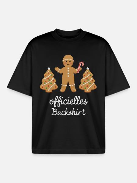 Cookies Baking Christmas Time Cookies Gingerbread - Boxy Heavyweight Unisex Organic T-Shirt by Stanley/Stella - black