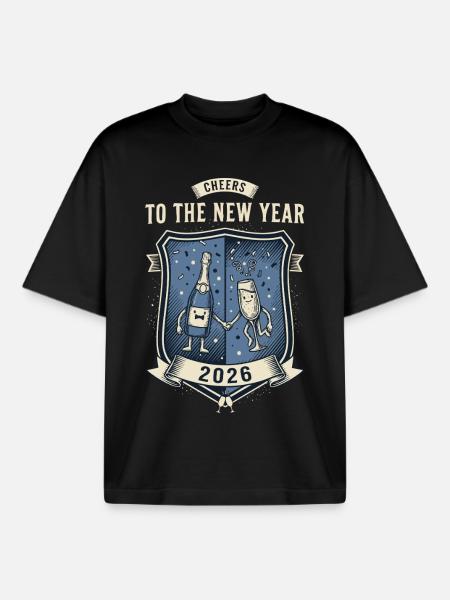 Prost auf die Neujahrsfeier 2026 - Boxy Heavyweight Unisex Organic T-Shirt von Stanley/Stella - Schwarz