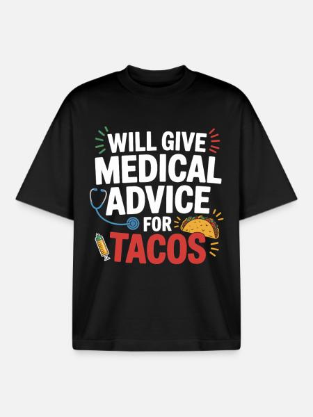 Medical advice for tacos - Boxy Heavyweight Unisex Organic T-Shirt by Stanley/Stella - black
