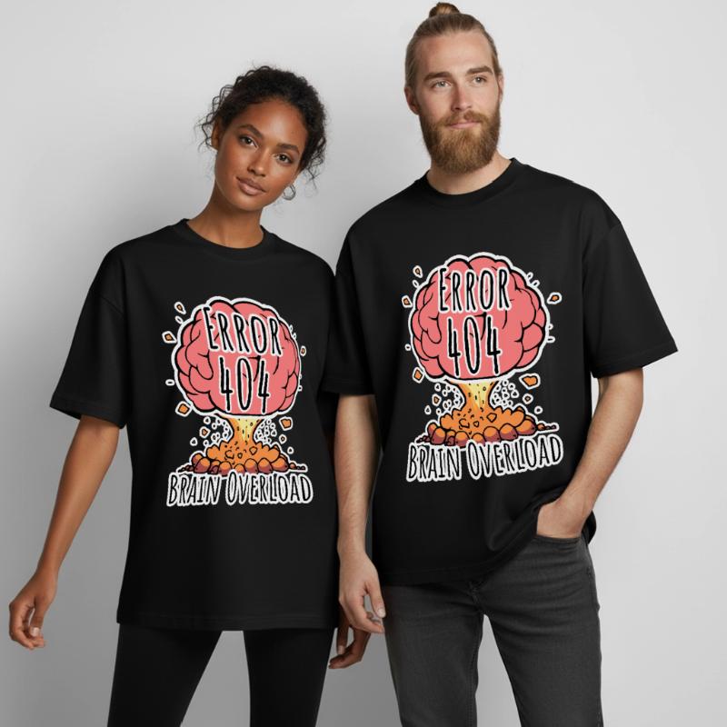 Brain Error 404 - Brain Overload Explosion! Boxy Heavyweight Unisex Organic T-Shirt by Stanley/Stella