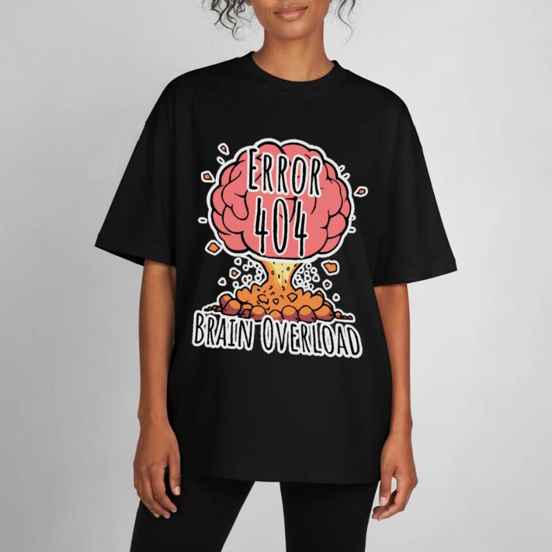 Brain Error 404 - Brain Overload Explosion! Boxy Heavyweight Unisex Organic T-Shirt by Stanley/Stella