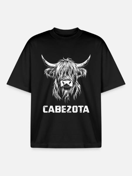 Cabezota - Scottish Highland cattle - Spanish - Boxy Heavyweight Unisex Organic T-Shirt by Stanley/Stella - black