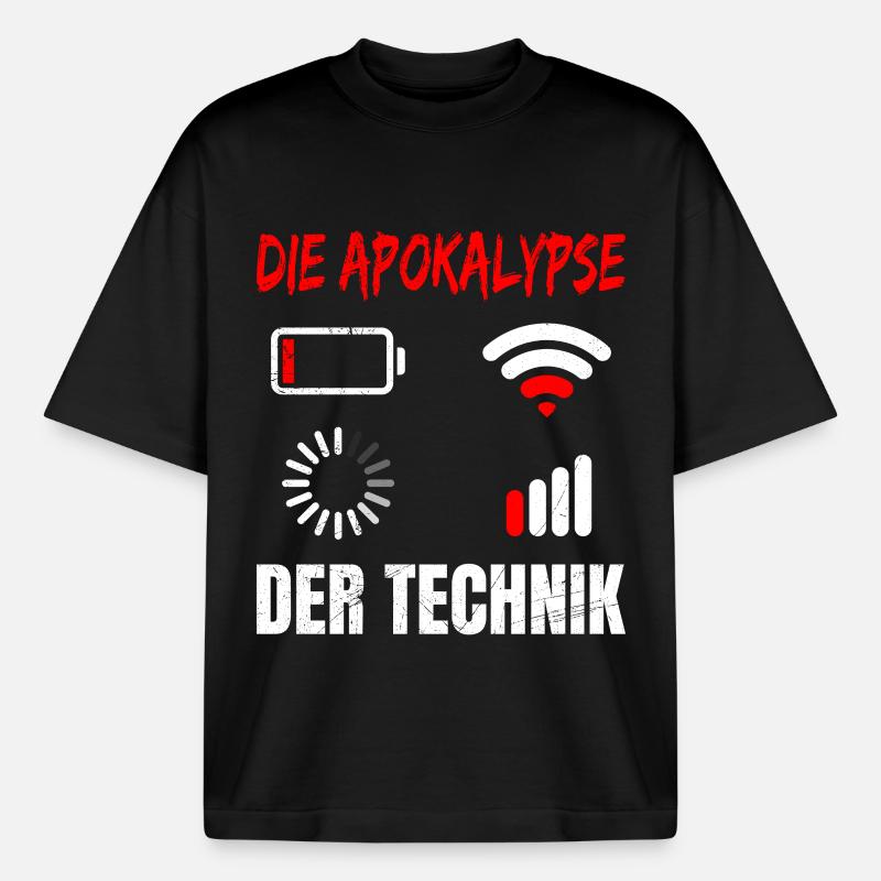 Coder L’APOCALYPSE DE LA TECHNOLOGIE DRÔLE - T-shirt unisexe boxy épais biologique Stanley/Stella - noir