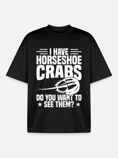  Chelicerate Horseshoe Crab Stuffed Animal - Boxy Heavyweight Unisex Organic T-Shirt by Stanley/Stella - black