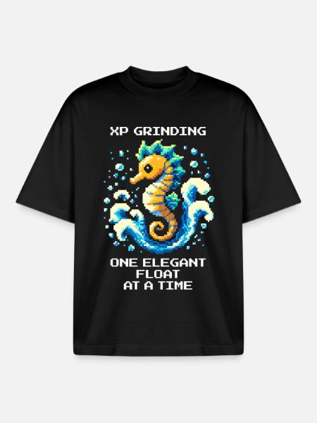 XP-Grind: float elegantly | Seahorse - Boxy Heavyweight Unisex Organic T-Shirt by Stanley/Stella - black