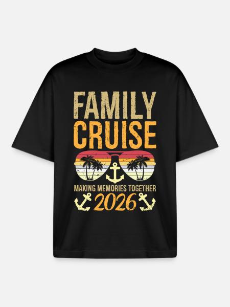 Familiekrydstogt 2026 Skaber minder sammen - Stanley/Stella unisex boxy heavyweight T-shirt økologisk - sort