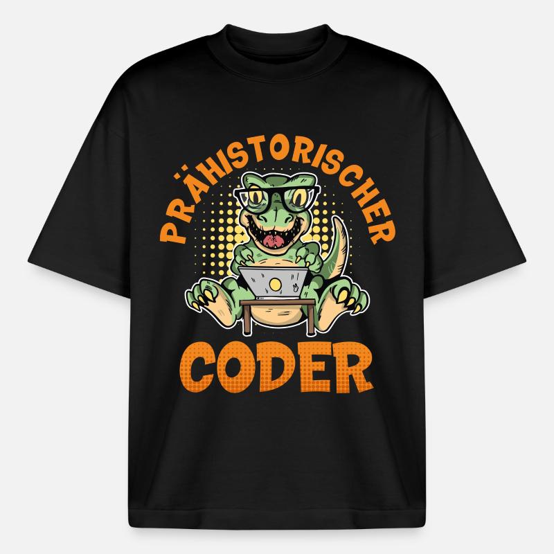 Coding PRÄHISTORISCHER CODER Lustiges - Heavyweight Unisex Boxy T-Shirt von stanley/stella	 - Schwarz