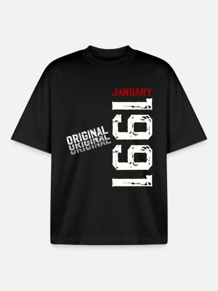 35e anniversaire Original janvier 1991 - T-shirt unisexe boxy épais biologique Stanley/Stella - noir
