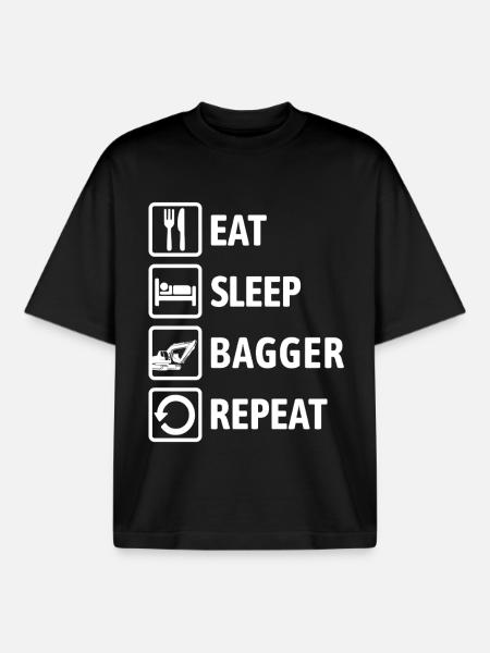 Eat Sleep Bagger Repeat - baggern & buddeln - Boxy Heavyweight Unisex Organic T-Shirt von Stanley/Stella - Schwarz