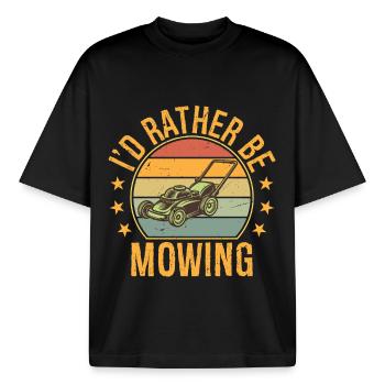 cute i'd rather be mowing lawn mower truck grass  - Boxy Heavyweight Unisex Organic T-Shirt von Stanley/Stella - Schwarz - Vorne - AI Model Male 185 light (185cm) & AI Model Female 172 dark (172cm)