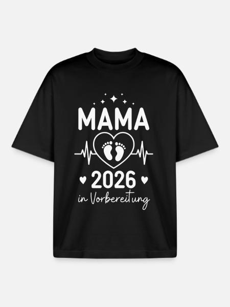 Mama 2026 in Vorbereitung - Boxy Heavyweight Unisex Organic T-Shirt von Stanley/Stella - Schwarz