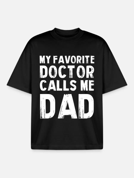 Mon médecin préféré m’appelle Papa - T-shirt unisexe boxy épais biologique Stanley/Stella - noir