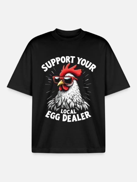 Støt din lokale æggeleverandør - Stanley/Stella unisex boxy heavyweight T-shirt økologisk - sort
