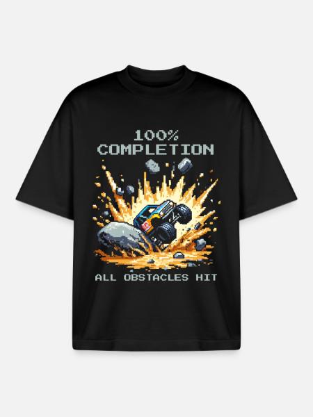 100%: All obstacles hit | RC Cars - Boxy Heavyweight Unisex Organic T-Shirt by Stanley/Stella - black