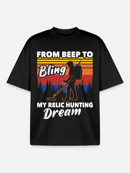 Metal Detector Relics Search - Boxy Heavyweight Unisex Organic T-Shirt by Stanley/Stella - black