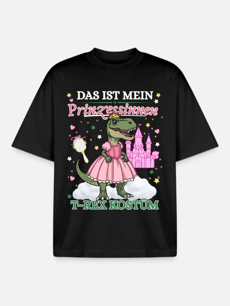 Dinosaurier Prinzessin Kostüm Karneval Fasching - Boxy Heavyweight Unisex Organic T-Shirt von Stanley/Stella - Schwarz