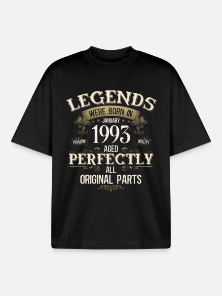 33rd Birthday Legend January 1993 - Boxy Heavyweight Unisex Organic T-Shirt by Stanley/Stella - black