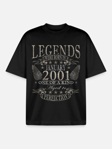 25e anniversaire Original janvier 2001 - T-shirt unisexe boxy épais biologique Stanley/Stella - noir