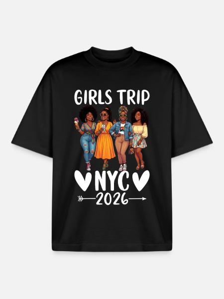 NYC Girls Trip 2026 - Boxy Heavyweight Unisex Organic T-Shirt by Stanley/Stella - black