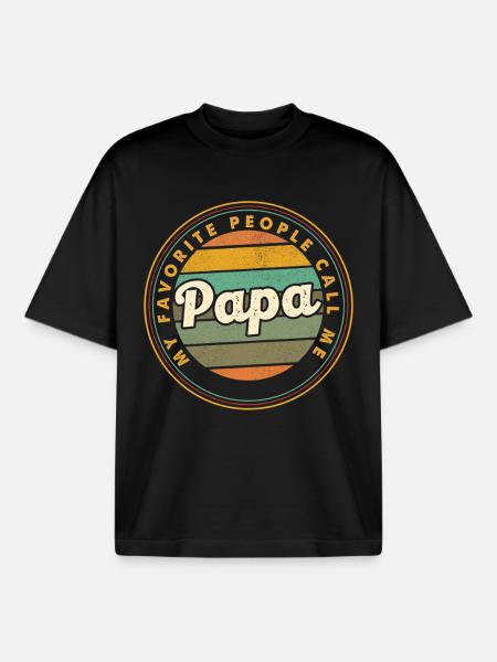 Papa Retro Badge: Lieblingsmensch - Boxy Heavyweight Unisex Organic T-Shirt von Stanley/Stella - Schwarz