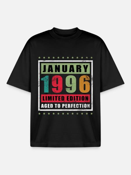 January 1996 Limited Edition - Boxy Heavyweight Unisex Organic T-Shirt by Stanley/Stella - black