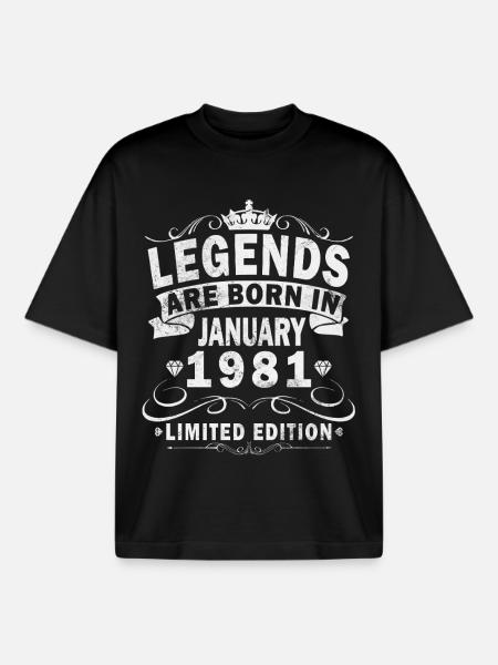 45e anniversaire Original janvier 1981 - T-shirt unisexe boxy épais biologique Stanley/Stella - noir